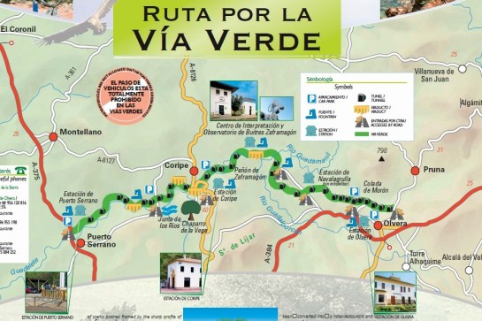 Olvera Coripe Puerto Serrano, map mtb route Via Verde.