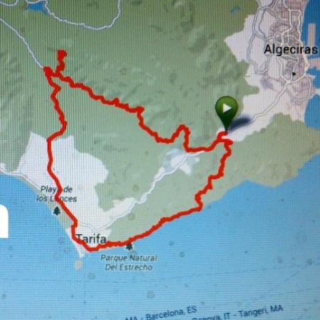 Map around Tarifa on mountainbike.