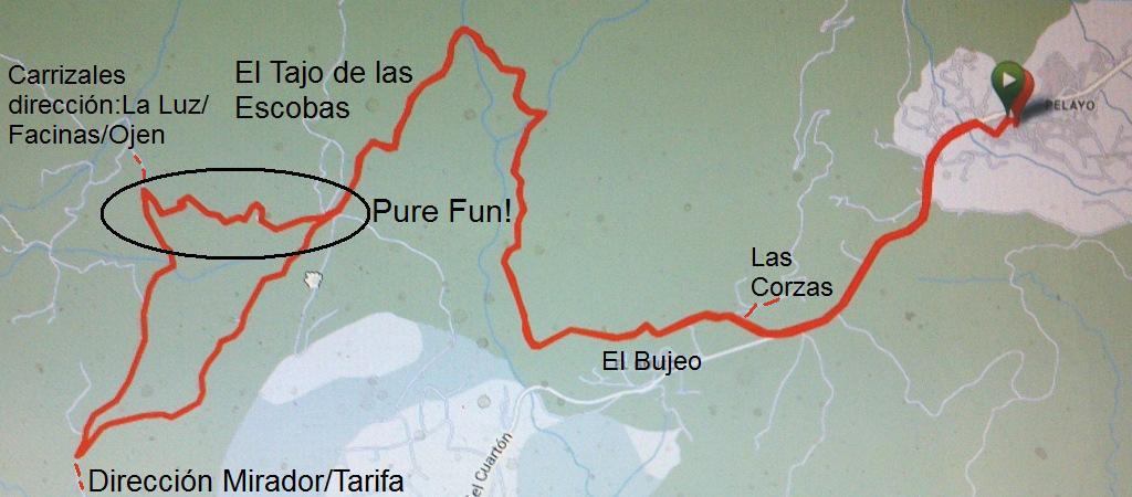 Map discovery mtb tour in Tarifa.